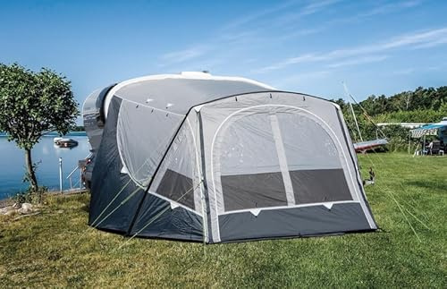 Reimo Zelt: Aufblasbares Vorzelt für Adria Action 361, 400x235x290 cm, grau/weiß - Camping und Outdoor-Aktivitäten, Caravan