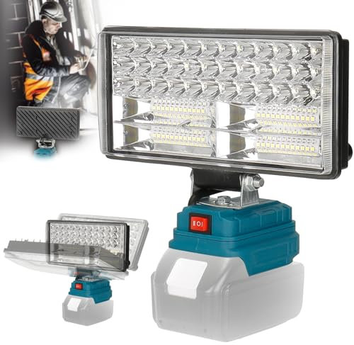 Akku Lampe für Makita 18V, 100W 8000LM LED Arbeitsleuchte, 8 Zoll Tragbares LED Strahler mit 2 USB Ladeanschlüssen und Unterspannungsschutz für Autoreparatur, Notfall, Camping (Kein Akku) (8 Zoll)