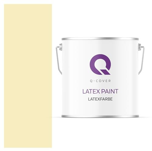 Q-COVER Latexfarbe 5L Hellgelb – Matte Innenfarbe für Wand & Decke, Klasse 3, Hohe Deckkraft, Scheuerfest