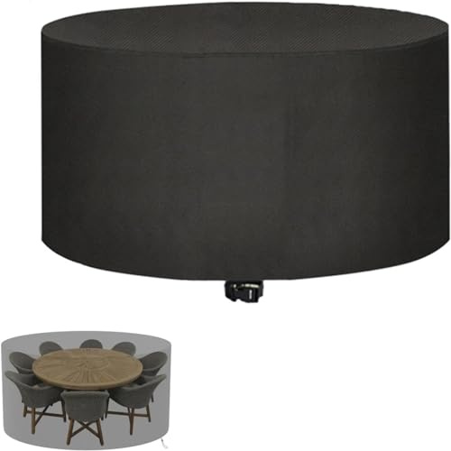 PDSYCB Copertura per Mobili da Giardino 80x50cm 600D Oxford Tavoli Cortile Copri Copridivano Impermeabile Anti-UV Antivento Copri Tavoli da Terrazza per Protezione Sedie Tavoli - Rotondo nero