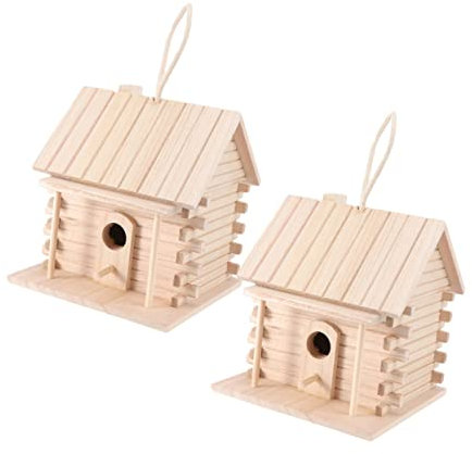 HANABASS 2pcs Wooden Bird House Outdoor Bird Nesting Bed Hut Bed for Canary Parrot Lark Safe Nesting Material
