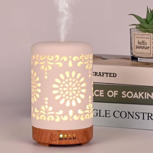 Vankarr Aroma Diffuser für ätherische öle 250ml Ultraschall Luftbefeuchter Duftöl Duftlampen Aromatherapie Diffusor für Yoga Büro Schlafzimmer, Weiß