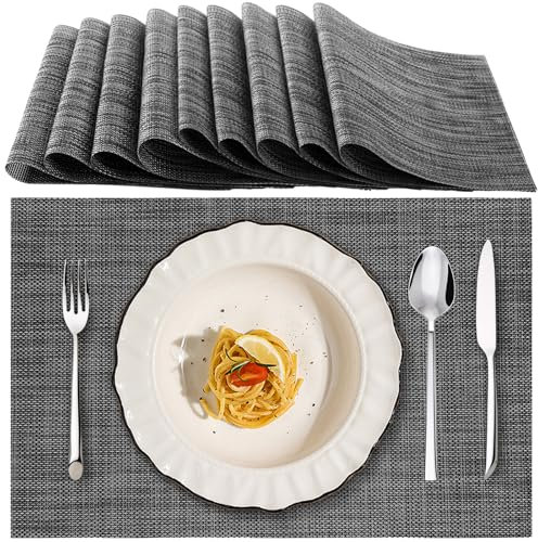 YAYODS 10 Stück Tischsets Platzsets Abwaschbar - 30x45cm PVC Tischset Abwaschbar Platzdeckchen - Abgrifffeste Hitzebeständig Untersetzer Teller für Küche, Zuhause, Restaurant, Speisetisch