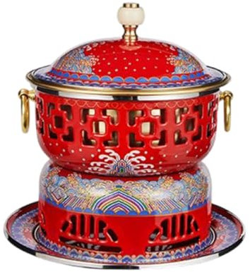 OYWEHECE Hot Pot Cloisonné Single Enamel Pot Small Hot Pot Meal Alcohol Pot Household Single Oil Hot Pot Pure Copper Pot Chafing Dish,A