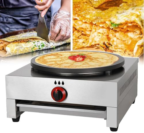PLABNK Máquina para Hacer Crepes, Máquina para Hacer Crepes Comercial 16 Pulgadas, Diámetro: 40 Cm, Temperatura Ajustable/sartén Antiadherente, Antideslizantes, para Reuniones,A