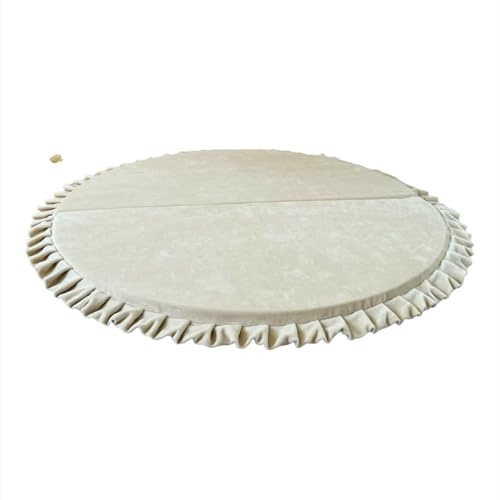 Monio for Kids - Cremefarbenfarben Runde XXL Spielmatte aus Weicher Samt Kinder und die ganze Familie mit abnehmbarem Bezug 125x125 cm Babyspielmatte Kuschelmatte rutschfest Waschbar Kinderzimmer