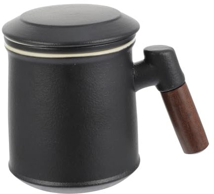 IMIKEYA taza de té de cerámica taza de café tazas de té antiguas vasos antiguos taza de viaje de café taza de té de oficina taza de té retro taza de bebidas de porcelana de madera Black