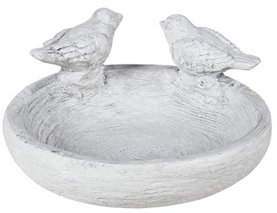 Beliani Fontana da Giardino per Uccelli Ciotola Acqua Alimentatore MGO Decorativo Grigio