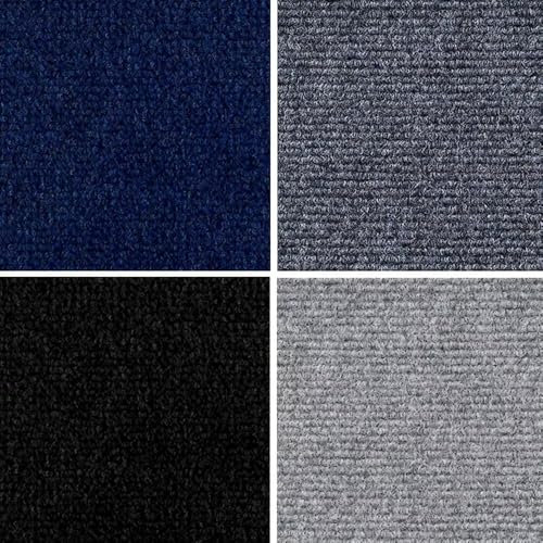 Self Adhesive Carpet Tiles, Anti-Slip Hardwearing Square Carpet Flooring Tiles, Easy to Peel and Stick Floor Covering for Office Living Room Bedroom (Dark Blue, 10Pcs)