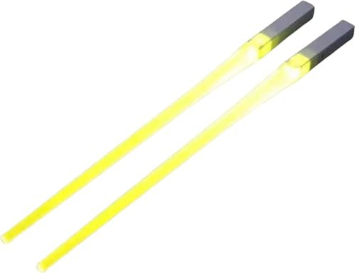 1 Paar leuchtende Essstäbchen, Lichtschwert-Essstäbchen, mit LED-Licht, wiederverwendbares Geschirr, für Zuhause (gelb)