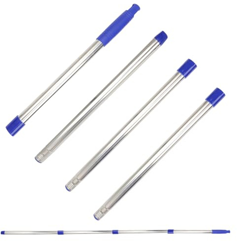 CHSEROK 1.5m Manico Telescopico, Acciaio Inox Palo Telescopico, Blu Bastone Telescopico, Attacco Filettato Bastone Telescopico per Pulizia, con Manico in PP, per Spazzole per Pavimenti