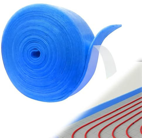 Randdämmstreifen selbstklebend 50 mm x 5 mm x 20 m – Estrichrandstreifen | Dehnfugenband für Ausgleichsmasse, Randstreifen Randdämmung Fußbodenheizung Estrich, Blau