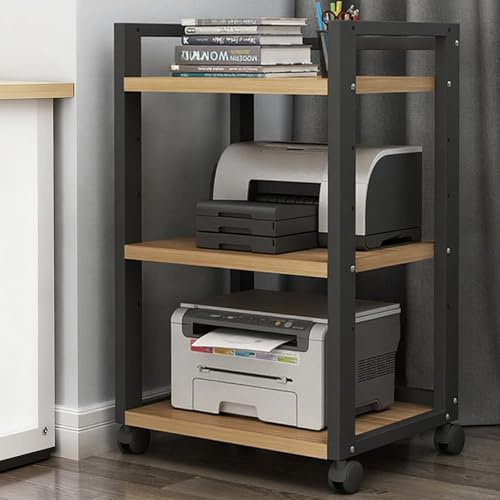 LIMENQIN Mobile Stereo Hi Fi con Ruote, Rack Audio-Video Multifunzionale, Supporto Multimediale AV con Ripiani Regolabili, Supporti per Giradischi Lettori CD Dvd(Natural,3 Tier 50x40x79cm)