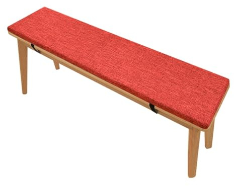 DELVOYE Bankauflage 3cm dick Sitzkissen Outdoor Drinnen Leinenstoff Bankkissen Sitzpolster Bank rutschfeste abnehmbarem Gartenbank Auflage Schaumstoff für Fensterbank Gartenmöbel(Orange-red,35x110cm)
