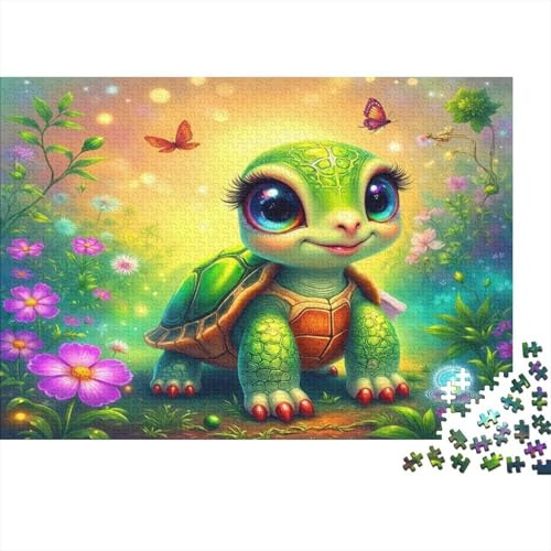 Tartaruga Cartoon Puzzle 1000 Pezzi Carta per Adulti Prato Fiorito Gioco di Puzzle Relax Famiglia 52x38cm/1000pcs