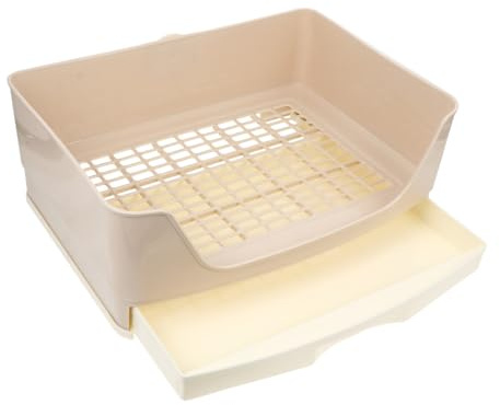 HOMOCONO Grande Toilette per Conigli in Plastica Beige Cassetto Estraibile, Leggera e Antiscivolo, per Porcellini D'india e Conigli Adulti