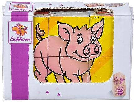 Eichhorn 100005481 - Bilderwürfel Klein, 6 Motive mit 6 Bausteinen, 6-TLG., 10,5x7cm