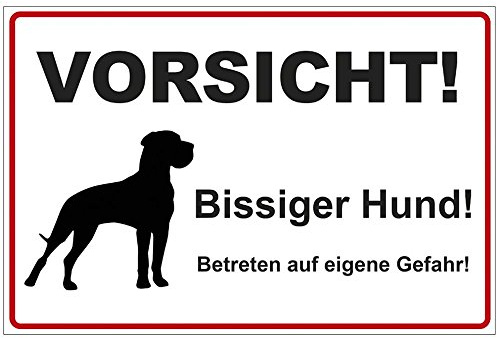 Schild Vorsicht ! Bissiger Hund !, Alu-Dibond, 200x140 mm | 3 mm stark, wetterfest