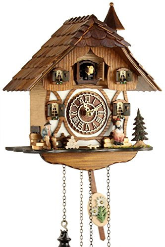 Eble Kuckucksuhr Kuckuckuhr Echtholz NEU batteriebetriebenes Quartzwerk Kuckuckruf Fachwerkhaus 29cm- 24066