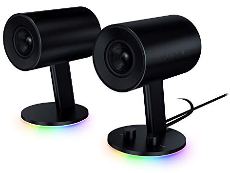 Razer Nommo Chroma: Custom Woven 3 Glass Fiber Drivers - Rear-Facing Bass Ports - Bass Knob w/Automatic Gain Control Chroma Enabled - Full Range 2.0 PC Gaming Speakers, Black