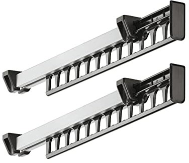 LOOTICH Ausziehbare Kleiderstange Kleiderbügel-Auszug aus Aluminium Kleiderbügelhalter für 12 Kleiderbügel Kleiderbügelauszug Kleiderauszug Länge 312mm 2 Stücke
