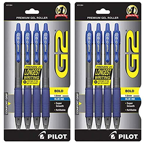 Pilot G2 Gel-Tintenroller, einziehbar, 4 Stück, blaue Tinte (31084), 2 Stück
