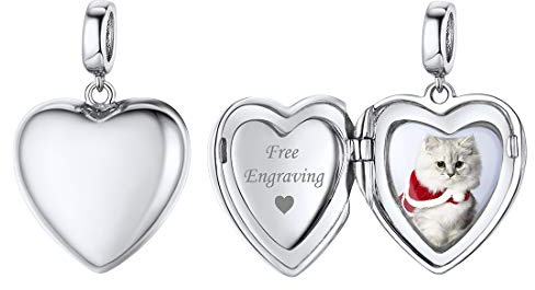 ChicSilver Personalisierte Charm Beads Foto Anhänger 925 Damen Beads Herz Medaillon BFF Geschenke für Mama/Freundin/Ehefrau/Tochter
