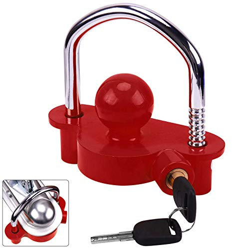 Turnart Antivol Remorque Antivol Remorque Attelée Cadenas Remorque Antivol Caravane Universel pour Remorque Caravane Bateau Boule d'Attelage Verrouillage 2 Clés(Rouge)