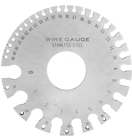 Fdit Calibre de alambre de acero inoxidable, calibre de alambre redondo AWG SWG, calibre de espesor, diámetro del alambre, regla de prueba de medición de doble cara