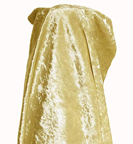 A-Express Premium Glitz mjukt krossat sammetstyg material gardiner kudde klädtillverkning klädsel 140 cm bred med baksida – 5 meter 500 cm x 140 cm guld