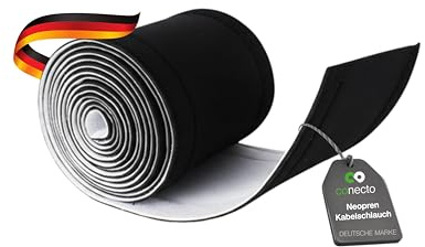 conecto neopren kabelslang med kardborreband, universell kabelkanal, kabelhantering, kabelorganisering, kabeldragning svart/vit, 3,0 m