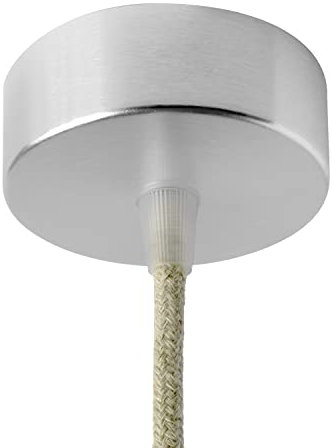 AMARCORDS - Rosone Lampadario in metallo, coprifili per lampada completo di accessori fermacavo viti e staffa da soffitto. Diametro 77mm altezza 26mm colore ARGENTO