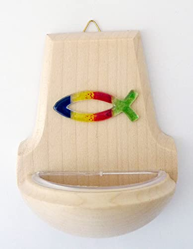 KVN Weihkessel aus Ahornholz, ca. 11 x 9 cm, (Glas-Fisch)