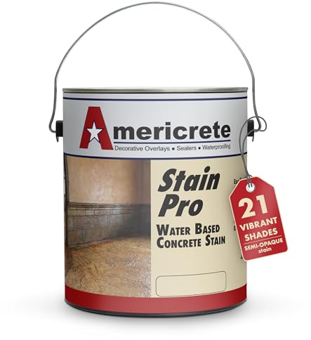 Americrete Concrete Stain - Brick Red - Semi-Opaque Topical Stain for Wood, Concrete, Stone, Tile, Decks, Floors, Cement, Porches, and More - Decorative Color Stains (1 Gallon)