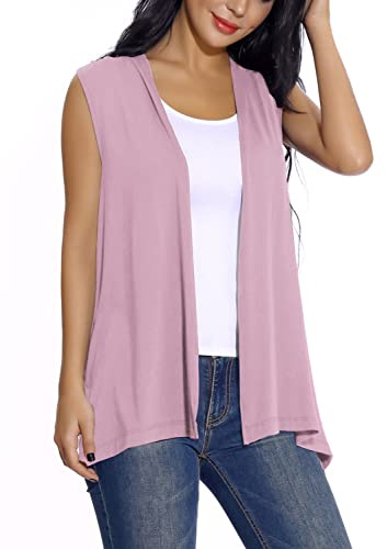 EXCHIC Donna Elegante Casual Aperto Davanti Gilet Senza Maniche Sciolto Cardigan