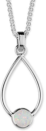 ORTAK 925 Sterling Silver Handmade Pendant Necklace Synthetic White Opal Libra Zodiac October Birthstone Oval Design Scottish Fine Jewellery Made In Scotland