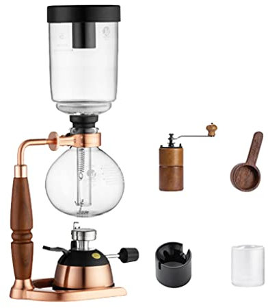 ZAJ Coffee Maker Syphon Coffee Maker Manual Retro Vacuum Glass Siphon Pot Percolators 1-5 Cups Glass Tabletop Siphon Coffee Maker Easy to use
