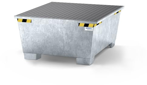 Auffangwanne pro-line aus Stahl für 1 IBC, verzinkt, Gitterrost