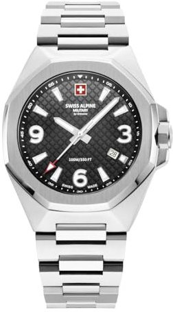 swiss alpine military Herren Uhr Analog Quarz 7005.1 Edelstahl