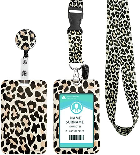 COCHIE ID Ausweishalter mit Lanyard, Einziehbarer Schlüsselband Ausweishalter, Ausweishülle mit Band Schlüsselanhänger für Personalausweis, Studentenausweis, Kreditkarten (Speckles)