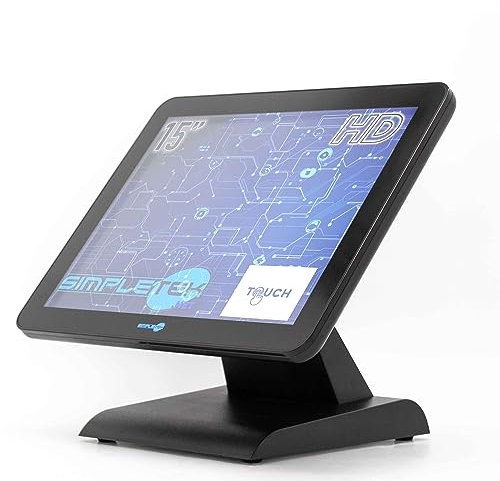 SIMPLETEK - Monitor HD 4:3 Touch 15 Per Cassa POS | Schermo Touchscreen Plug & Play HDMI VGA Speaker integrati Attacco VESA Windows/MacOS/Linux