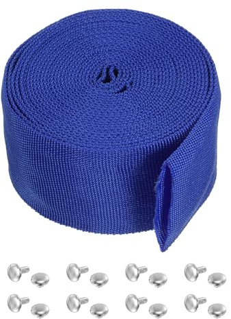 PATIKIL 4M Long 6cm Largeur Plat Protection Tuyau Manchon avec Bouton-Pression Attache pour Diamètre sous 4cm, Polyester Fibre Câble Housse pour Soudage Tig Torche Hydraulique Tuyau, Bleu