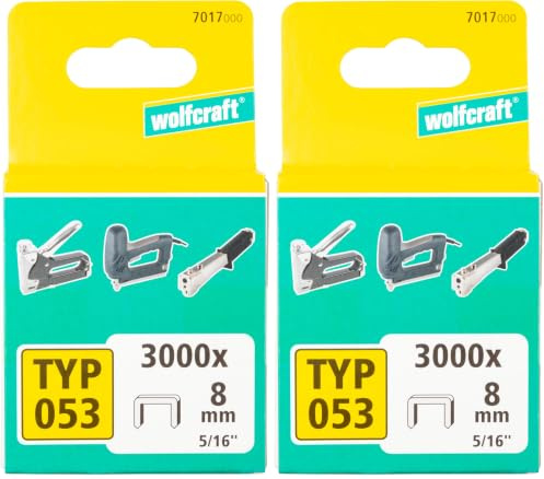 Wolfcraft 7017000 Breitrückenklammern, Stahl, Typ 053, Höhe: 8mm, 3000 Stück, único (Packung mit 2)