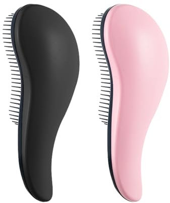 NyxSeat Spazzola Districante, 2 Pezzi, Scorrevole per Capelli, Cuscino d'Aria, Massaggiante, Lisciante (Nero, Rosa)