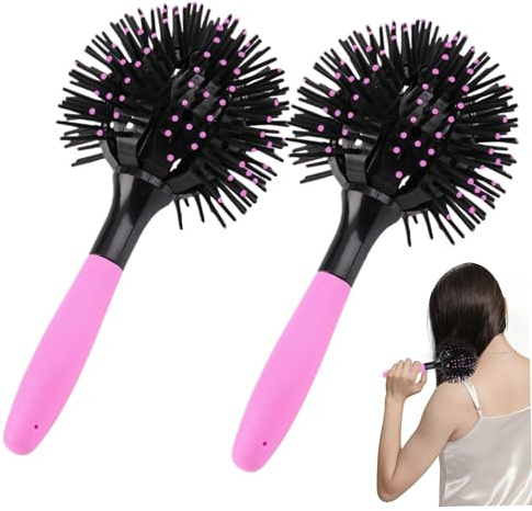 Rifugio per capelli ricci, 2pc da 8,5 pollici a sfera rotonda 3D che definiscono la spazzola di massaggio piccolo, pennello per rimbalzo a 360 gradi, strumenti portatili per capelli ricci