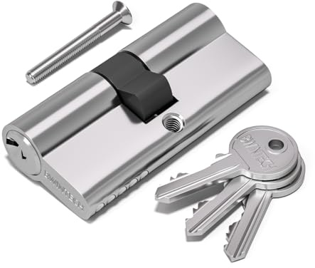 Bwintech Serratura a cilindro europeo da 100 mm (45/55), cromata, serratura a cilindro per porta, chiave/chiave con 3 chiavi standard, anti-grimaldello, anti-urto, anti trapano, alta sicurezza per