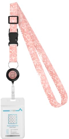 WOCOCN Kreuzfahrt-Lanyard, Ausweishalter mit verstellbarer Länge, einziehbarer Ausweishalter für Kreuzfahrtschiffkarten (Rosa)
