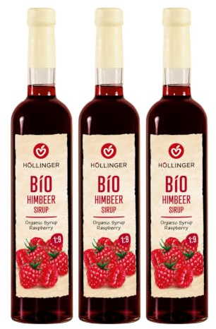 Höllinger bio Sirop de framboise - végétalien, bouteille en verre 3x500ml - rafraîchissement aux baies