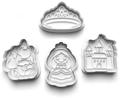 Cookie Cutters Set 4 PCS Princess Crown & Castle Cookie Stamp Cookie Cutter Mould Dough Fondant for Kid DIY Cookie Making