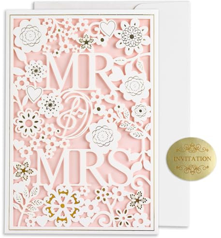 Elektheim Hochzeitskarte mit Umschlag Karte zur Hochzeit Verpackungen Glückswunsch Grußkarte Glückswunschkarte Hochzeitseinladungen Signaturkarte für hochzeitsgeschenke Brautparty Verlobungskarte